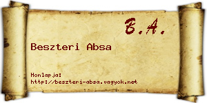 Beszteri Absa névjegykártya